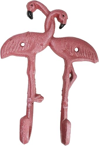 Ebros Gift Paquete de 2 figuras decorativas de pájaros flamencos rosas del paraíso tropical, 2 clavijas, gancho de doble pared, decoración de bosque