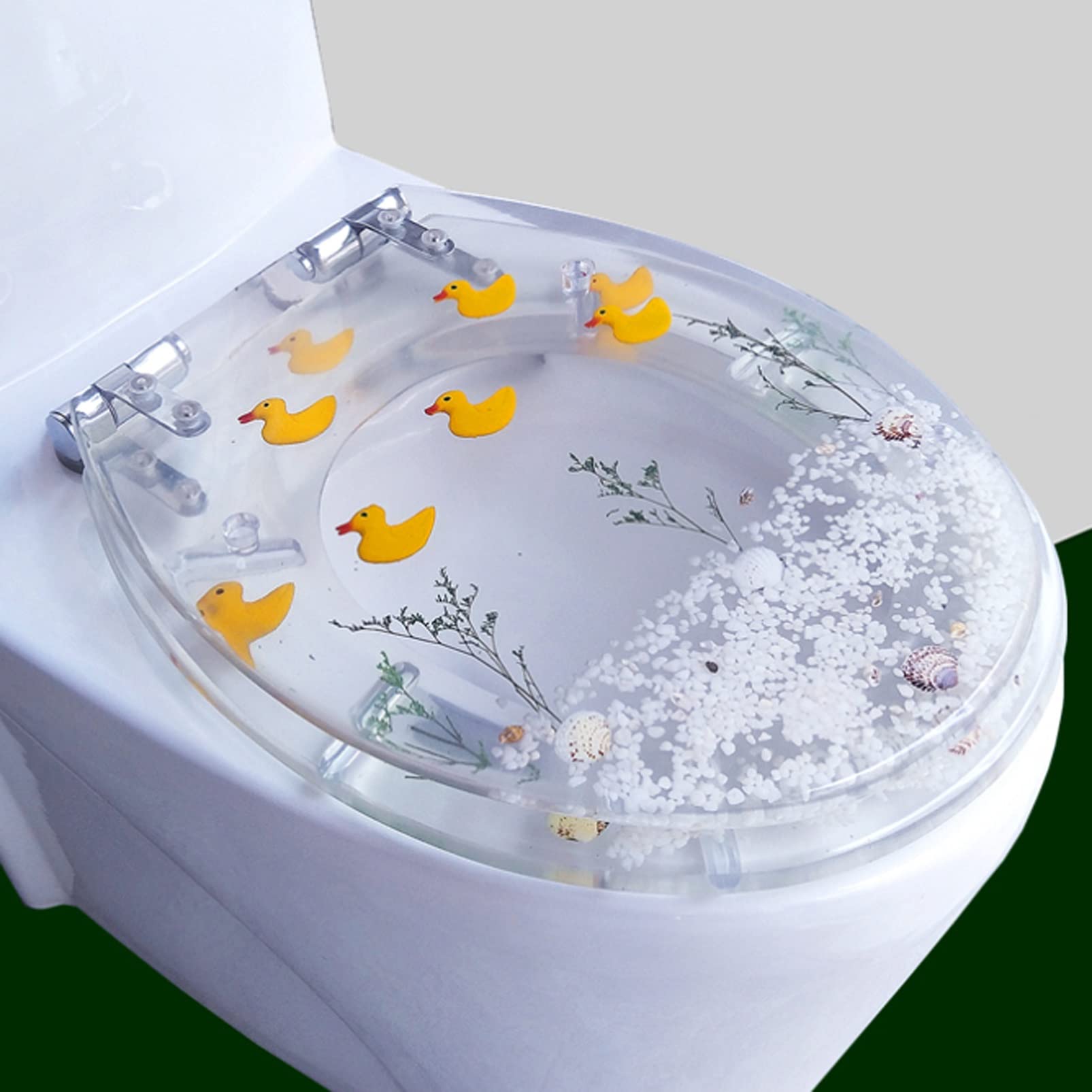 Ldhsjh 10 Quiet Toilet Seat, Close Load Capacity, Adjustable, Lightweight, Durable, Portable, User-Friendly, Compact, Round, Resin, Lid, Cover