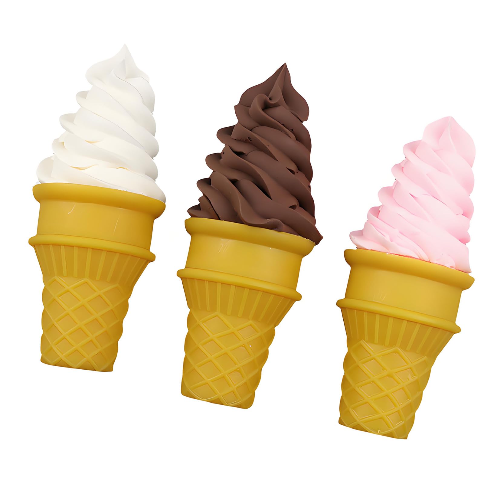 Tsophreniq 3Pcs Artificial Ice Cream Cones Simulation Sweet Dessert Toy for Birthday Wedding Party Centerpieces and Photography Fraudulent Dessert Decoration