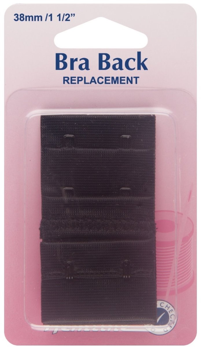Hemline Women's Black Bra Back Replacement, 38 Mm