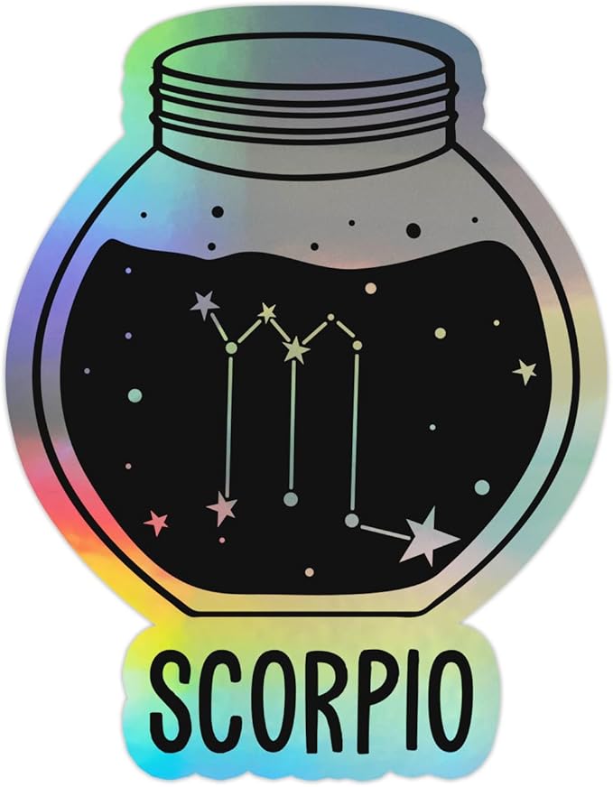 Scorpio Zodiac Sign Astrology Sticker, Laptop Water Bottle Tumbler Car Truck Bumper Helmet Tablet Phone Gift Wall Window Sticker (2 Inches (Small), Holographic)
