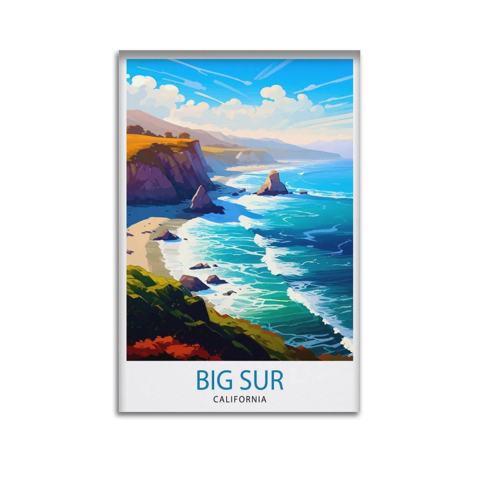 xiaoxiaoshen Big Sur California Travel Home Coastal Landscape Gift_5_3 Canvas Poster Wall Art Prints Room Aesthetic Murals Bedroom And Living Decorations 24x36inch(60x90cm)