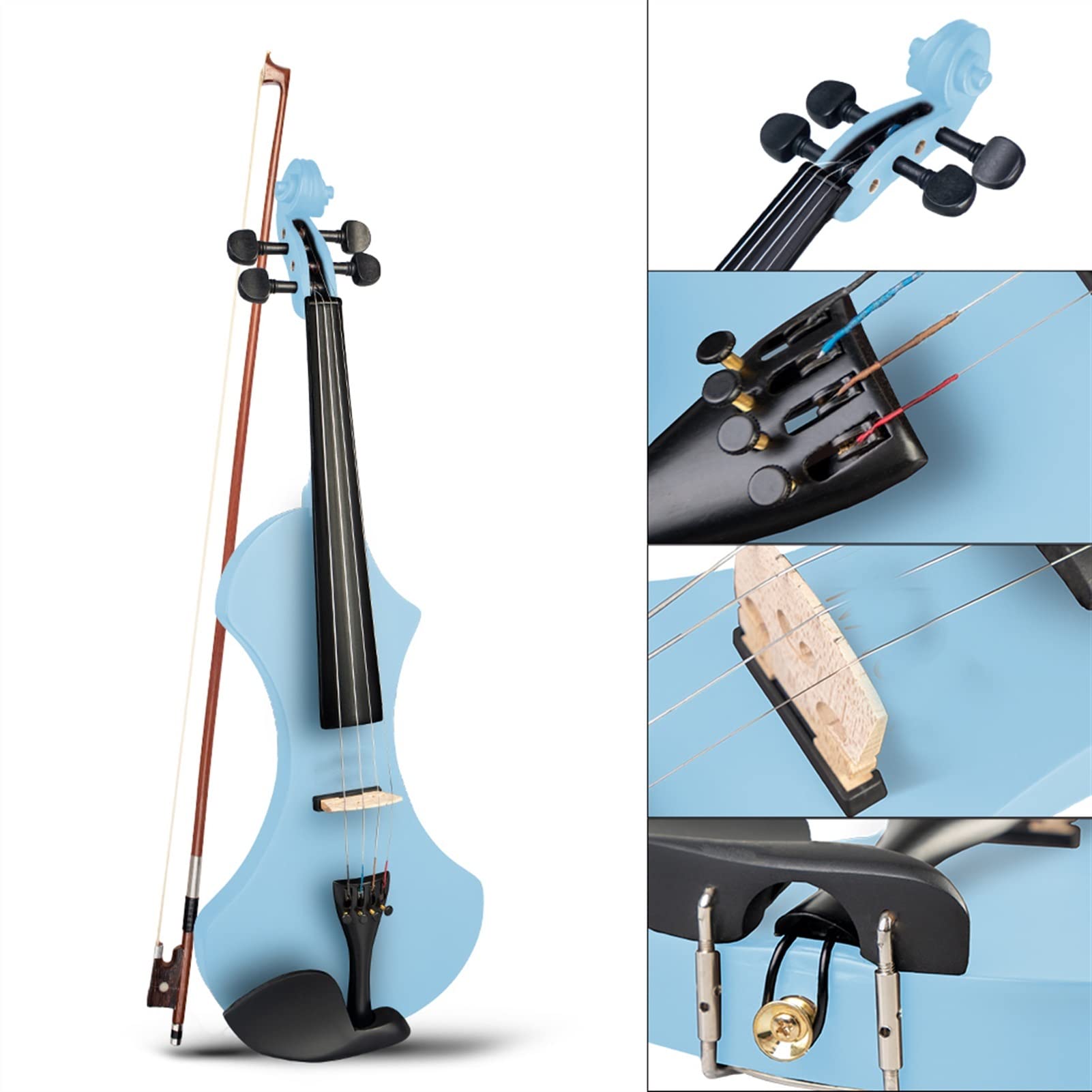 Violine Musikinstrumente Ausgewählte 4/4 Elektrische Geigenset Solidwood Karosserie Mit Geigenbogen+Fall+Bag+Tuner+Geigenketten