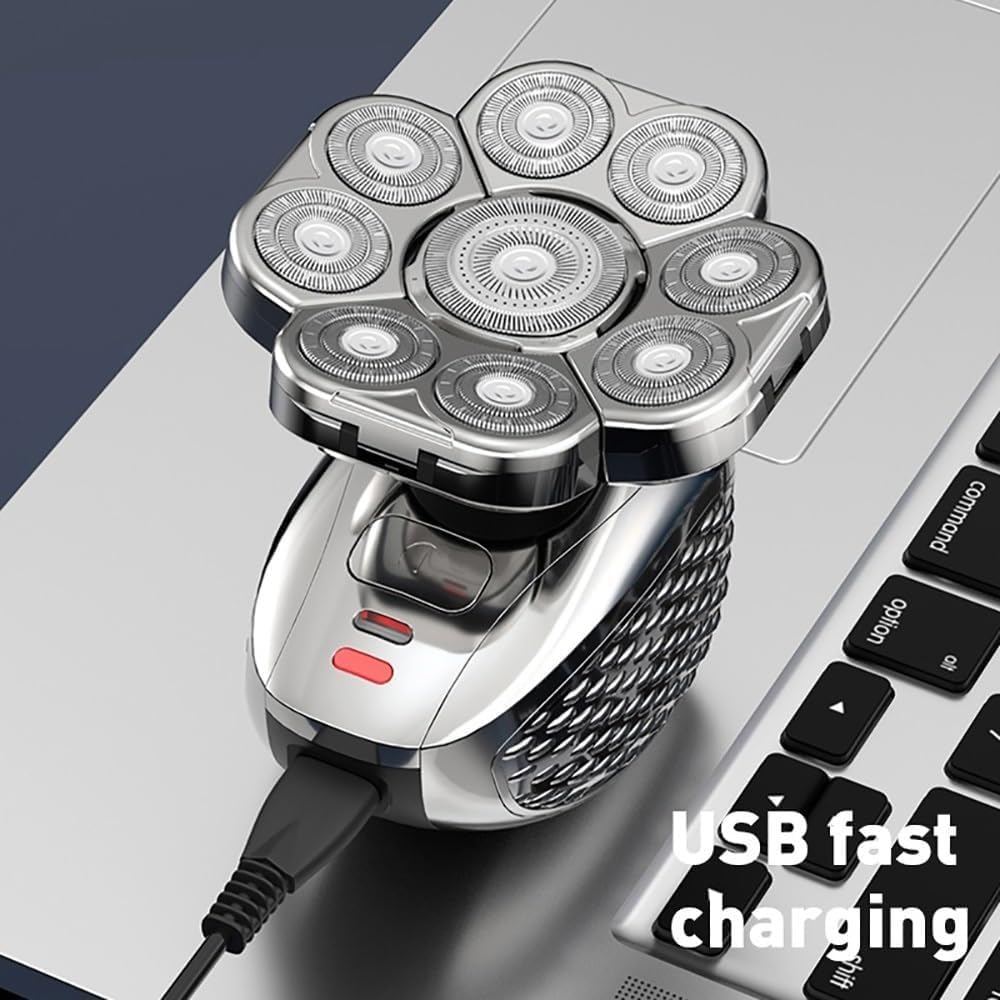 Maquinilla de afeitar eléctrica para hombre, afeitadora 9D para hombre, 9 cortadores, cabeza flotante, impermeable, maquinilla de afeitar eléctrica, multifunción, recortadora de carga USB, kit de aseo