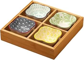 Amazon｜FLYILIA 豆皿 小皿 セット 仕切りトレー 竹製 トレイ トレー