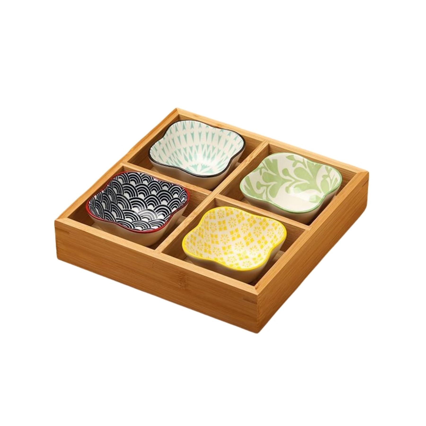 Amazon｜FLYILIA 豆皿 小皿 セット 仕切りトレー 竹製 トレイ トレー