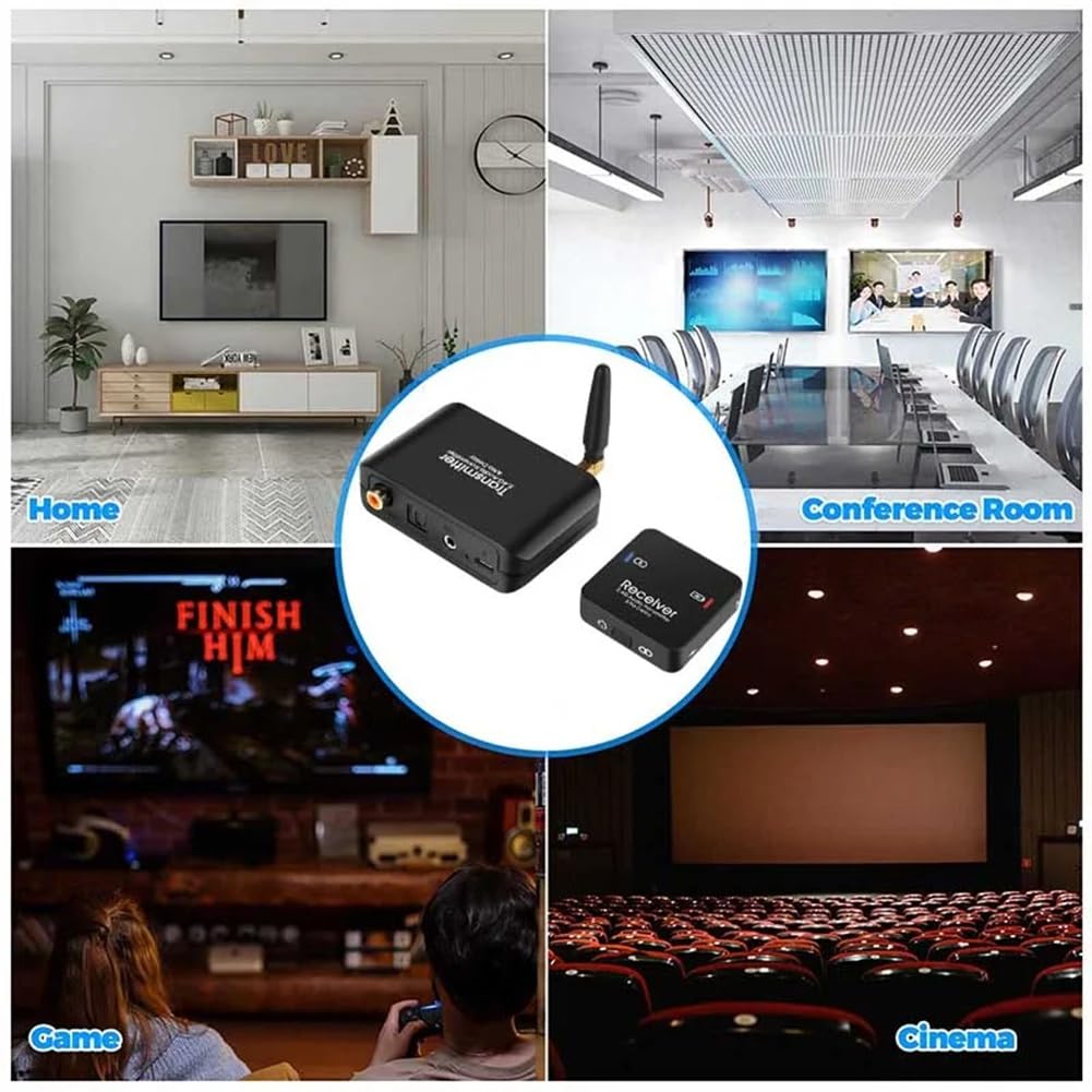 Transmisor y Receptor de Audio Adaptador de Audio Inalámbrico Digital Sin Retardo 2.4G Divisor de Pantalla en para Juegos Convertidor de Audio