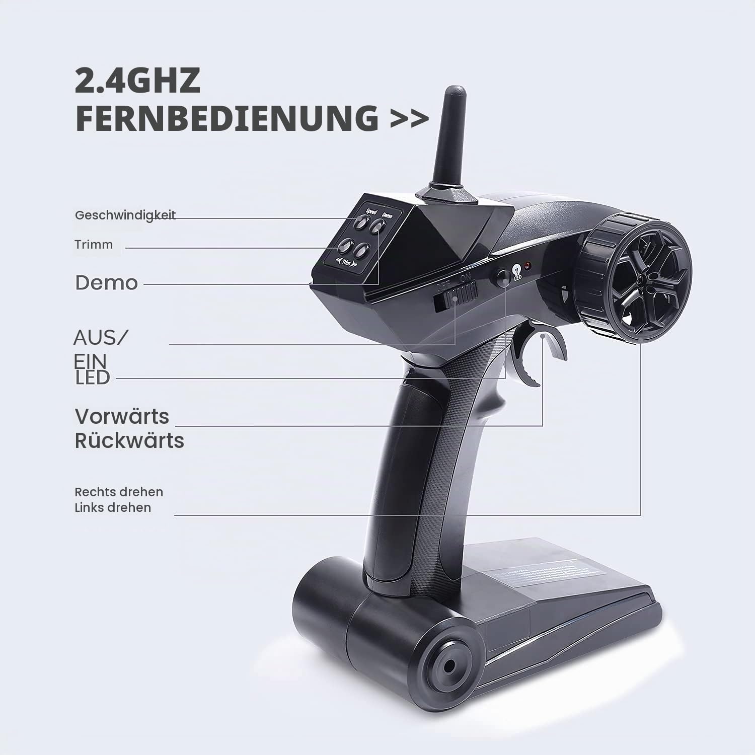DEERC RC Boot mit LED-Licht, ferngesteuertes, für Pools und Seen, 20+ km/h, 2,4-GHz-Rennboote mit 2 Batterien, Poolspielzeug für Kinder, ferngesteuertes Wasserfahrzeug (Grün)