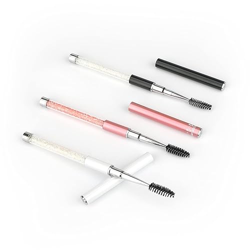 Miniatura 8 de G2PLUS 3 cepillos de pestañas, varitas de rímel negras, carretes de pestañas con tubo, cepillo de cejas portátil y flexible para extensiones de