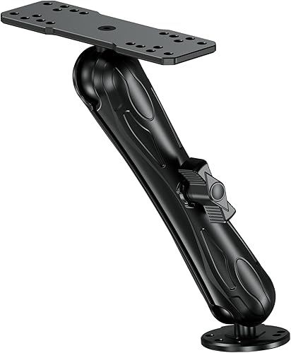 Soporte de buscador de peces de aleación de aluminio con placa rectangular de bola de 1.5 pulgadas y base redonda, brazo de 9.1 pulgadas de largo