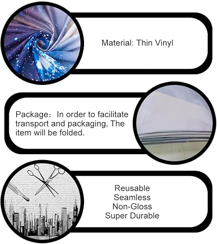 Miniatura 4 de PHMOJEN Telón de fondo de peluquería, peine de corte de pelo de vinilo de 9 x 6 pies, rascacielos estilo ciudad, telón de fondo para fotos, salón de