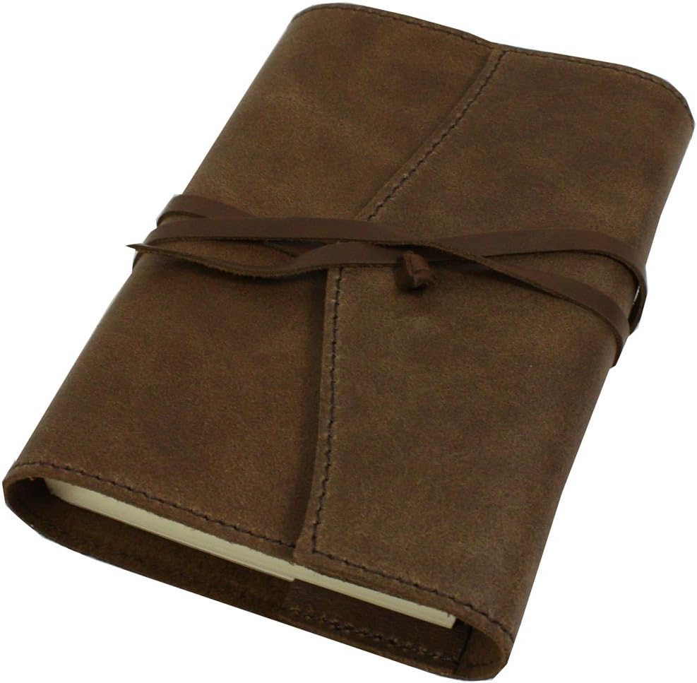 Papuro Milano Refillable Handmade Italian Chocolate Brown Leather Address Book - 9 x 13 cm