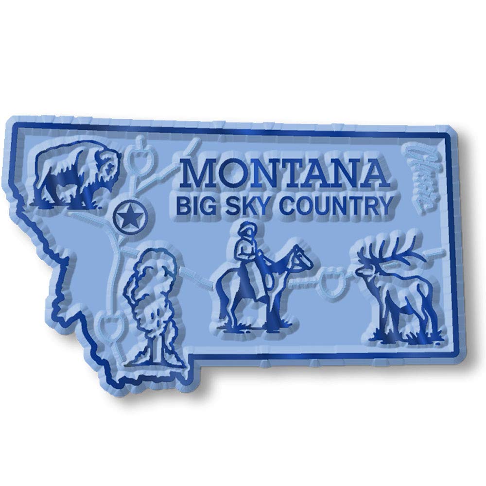 Montana Small State Magnet by Classic Magnets, 2.3" x 1.5", Collectible 3D Rubber Vintage-Style Souvenirs and Gifts Made in The USA