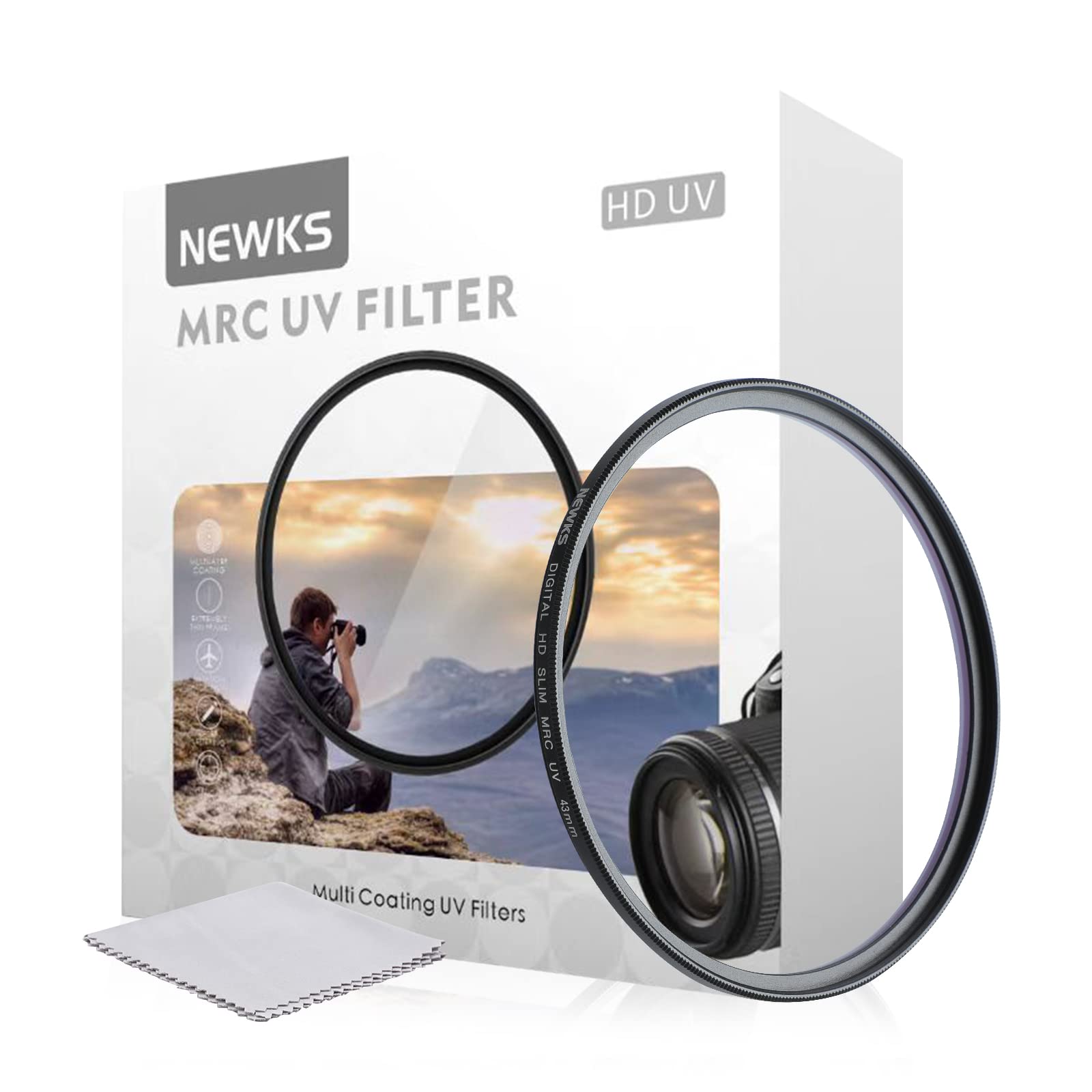 Newks 43mm MRC UV Protection Filter, 16 Multi-Layer Coated/High Definition//Waterproof/Scratch Resistant UV Fliter with Nano-Coating, Ultra-Slim UV Filter for 43mm Camera Lens