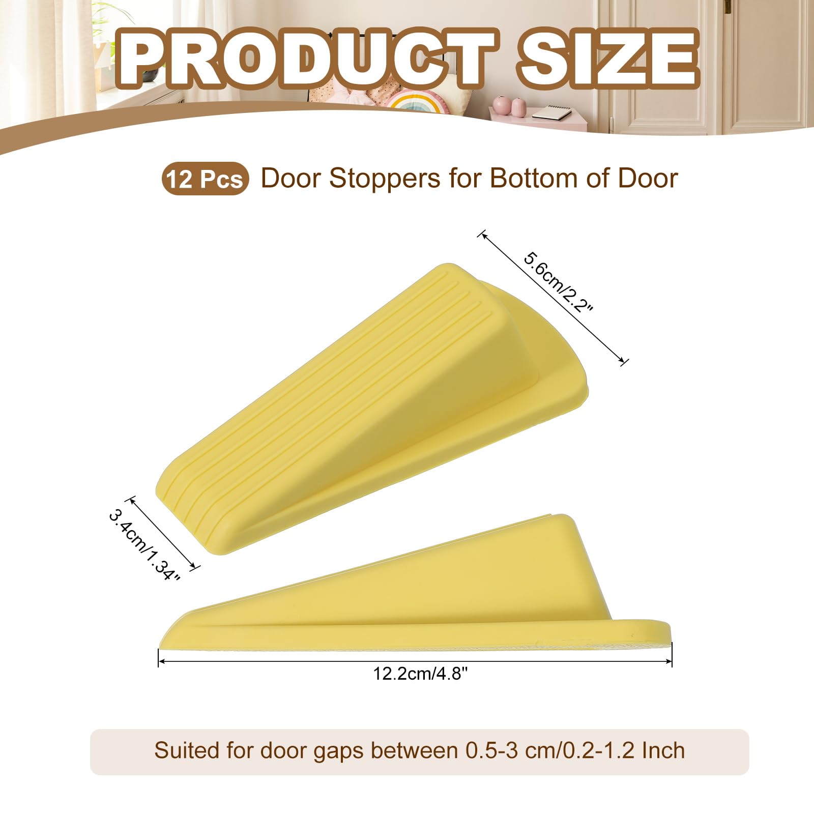 PATIKIL Door Stoppers for Bottom of Door 12 Pack Sturdy Stackable Rubber Door Stopper Wedge for Tile Concrete Carpet Wood Heavy Duty Door - Image 2