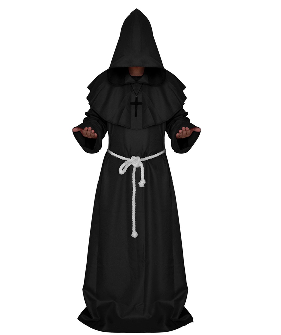 VERNASSAMedieval Monk Robe Priest Robe Halloween Cosplay Costume Cloak