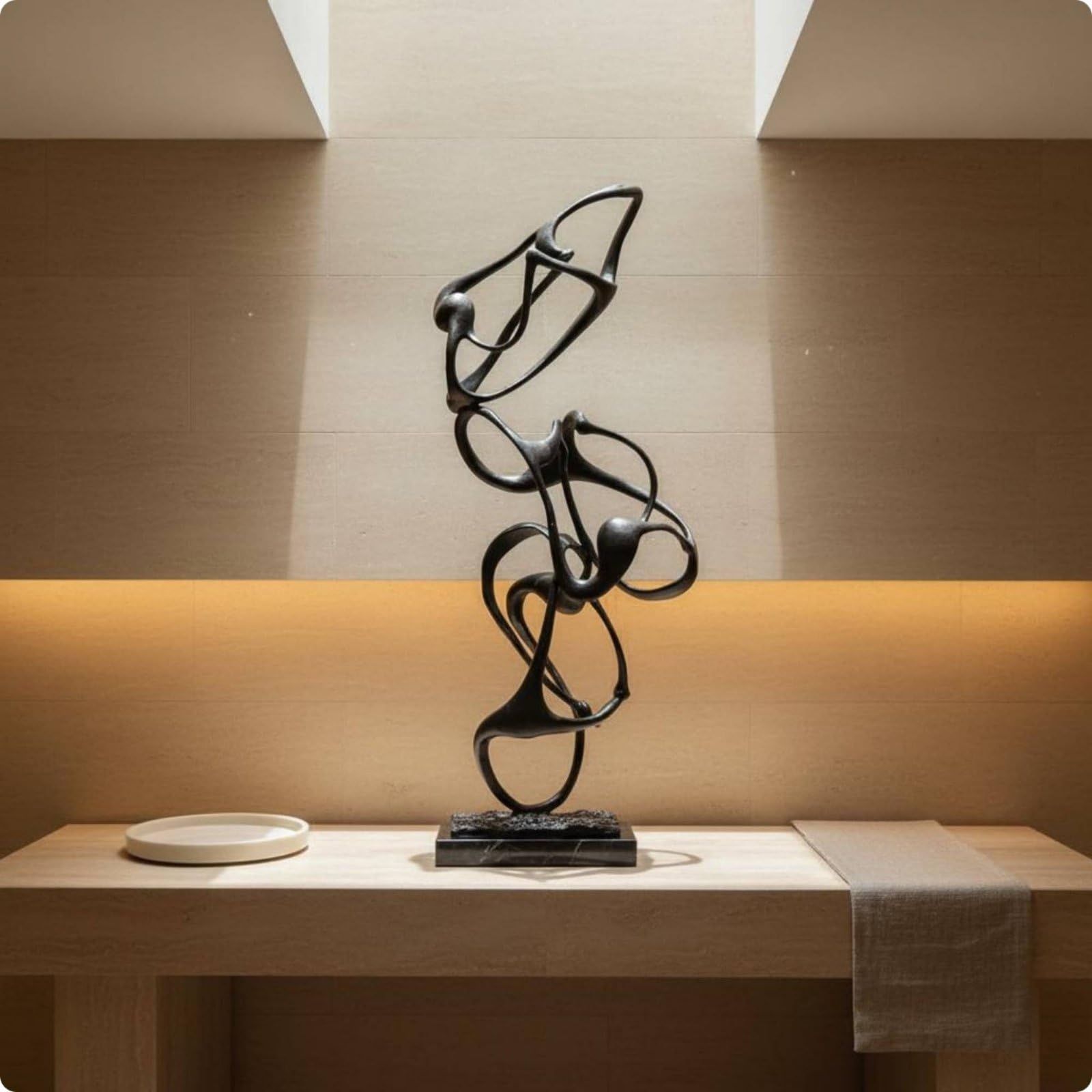2 Piezas Escultura Decorativa Escultura Geométrica Figura Estatua Metálica con Líneas Fluidas y Efecto Visual Profundo para Realzar Encimeras Adecuada, Color to 3, Bajo