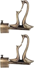 Arena Curtain Brackets, Swan Designed 1 Inch Parda Rod Holder, Curtain Finials with Antique Brass Finish, Curtain Rod Holder for Doors & Windows, Curtain Knobs (2 Pcs)