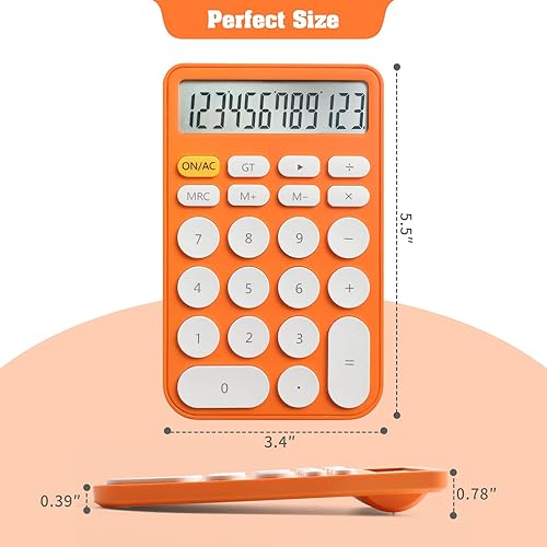 Miniatura 5 de AOAILION Calculadora estándar de 12 dígitos con pantalla LCD grande y botones grandes, calculadora linda, calculadora de escritorio para oficina,