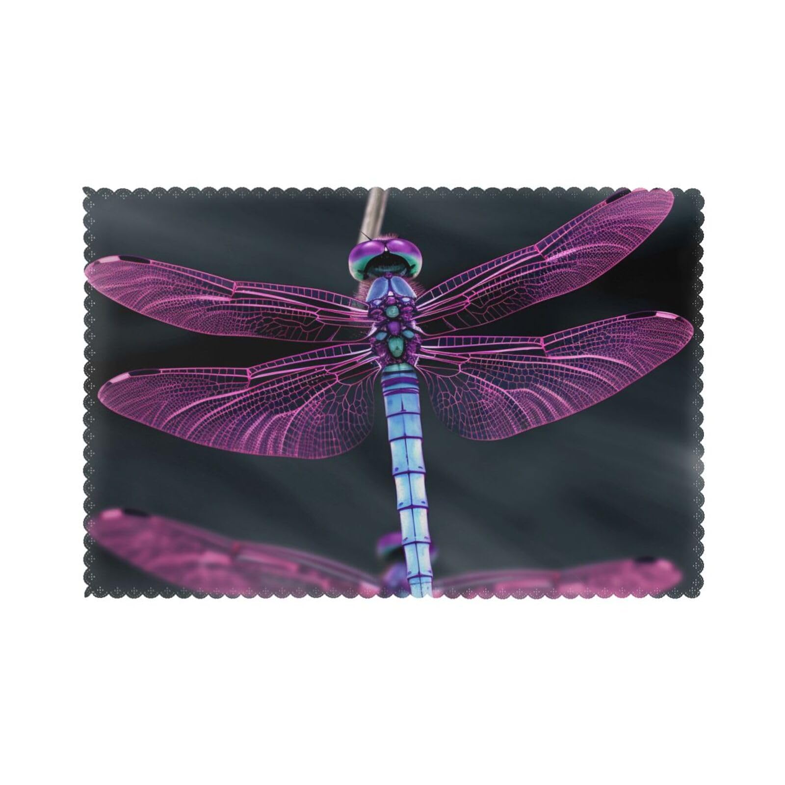 Dragonfly Printed Placemat Heat Resistant Place Mats Set of 6 PCS Washable Kitchen Table Mats, 12x18 Inch