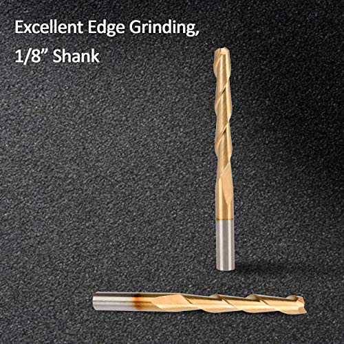 Hqmaster Cnc Router Bits 1/8 Shank Router Bit 3.1Mm End Mill Spiral Upcut Titanium Coated 2 Flute Milling Cutter Cutting Tool Set Tungsten Carbide 22Mm Cel, 38.5Mm Oal For Mdf Acrylic Wood Pvc Hardwood 10 Pack #TOP4
