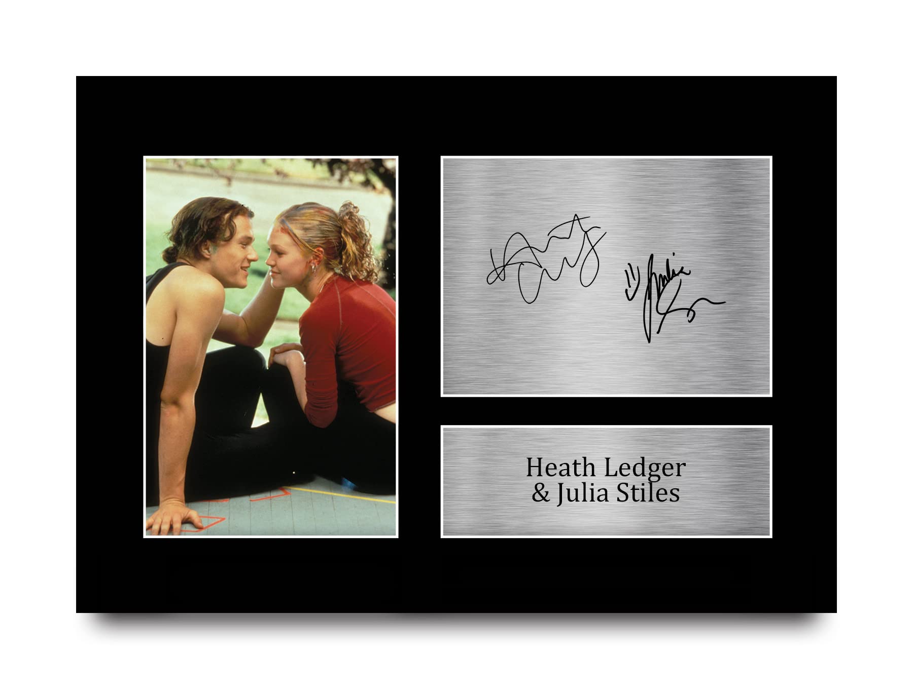 HWC Trading A4 Heath Ledger & Julia Stiles 10 Things Gifts Printed Signed Autograph Picture for Movie Memorabilia Fans