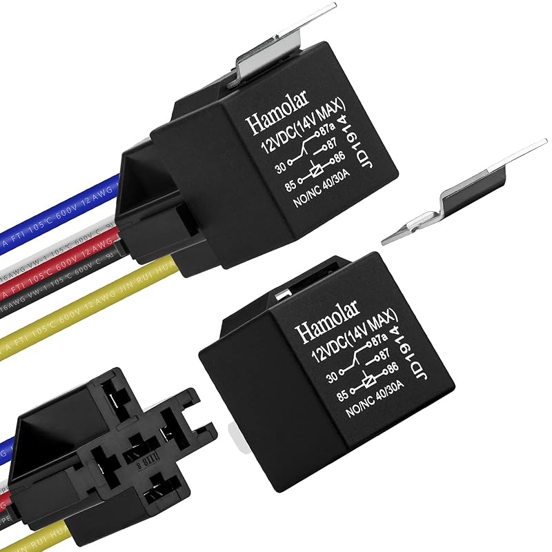 Relé automotivo Hamolar 12 V 40/30 A SPDT com chicote de 5 pinos – Kit com 2 unidades
