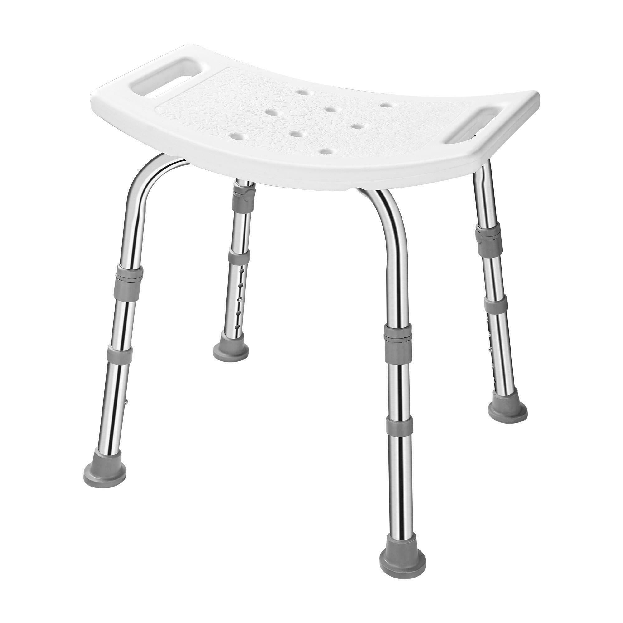 Shower Chair, LIVINGbasics Bath Chairs with 5-Level Seat Height Setting, Stable Rubber Suction Cup Feet, and Aluminum Legs, 200lb Load, for Tub and Bathroom