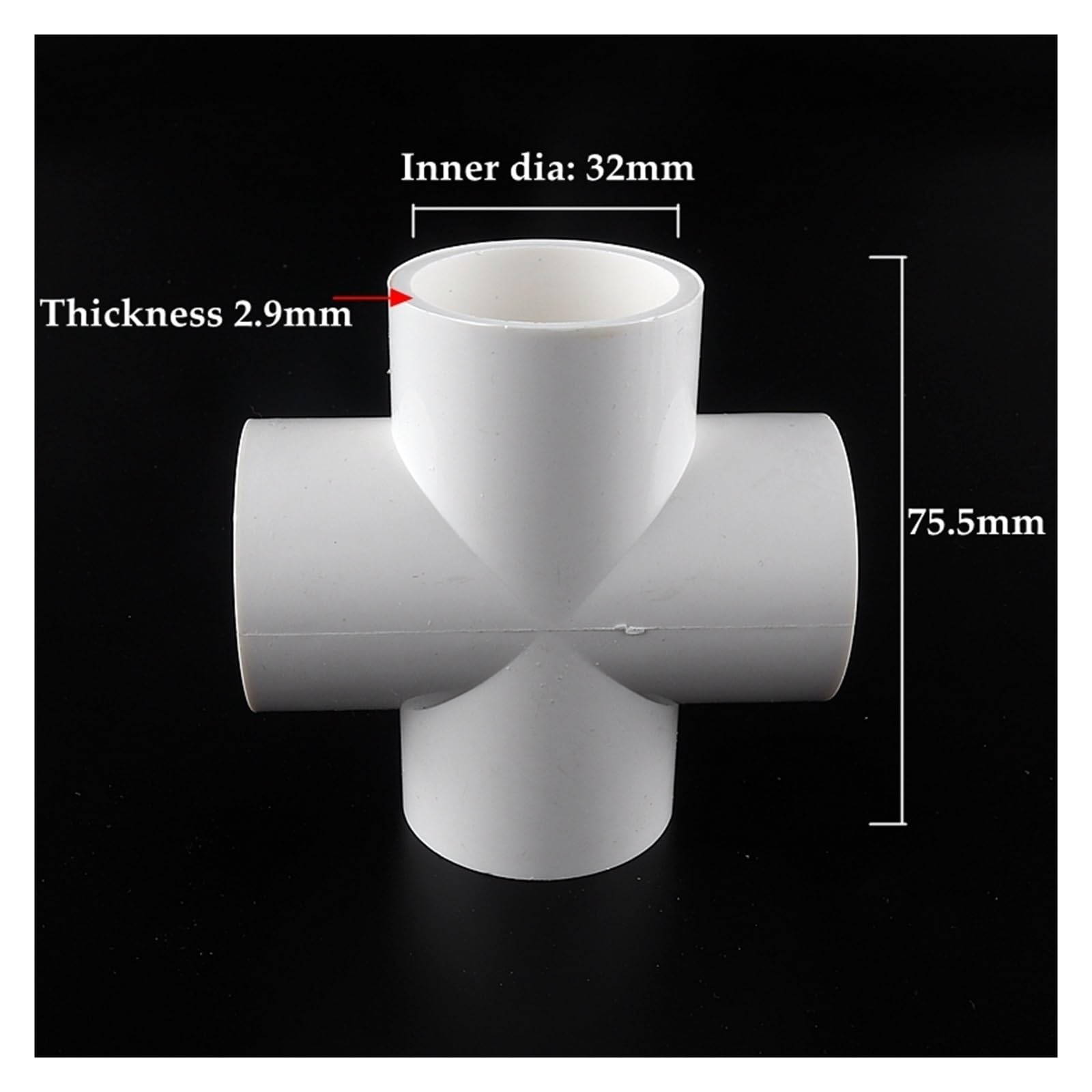 Separatore di tubi, 3 pezzi croce 4 vie connettore raccordi for tubi in PVC irrigazione irrigazione uguale giunto rapido(40 mm)