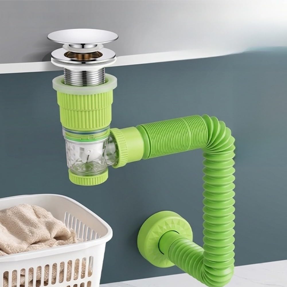 Sifón Lavabo Pared, Antiolor Magnético, Ajustable 22-91cm(C)
