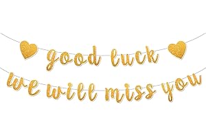 Good Luck Farewell Banner Set for Retirements and Graduations: Heart-Shaped Design with Glittery Accents