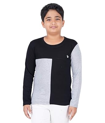 kiddeo Boys Colourblock Fullsleeve T-Shirt(Pack of 1)(D)