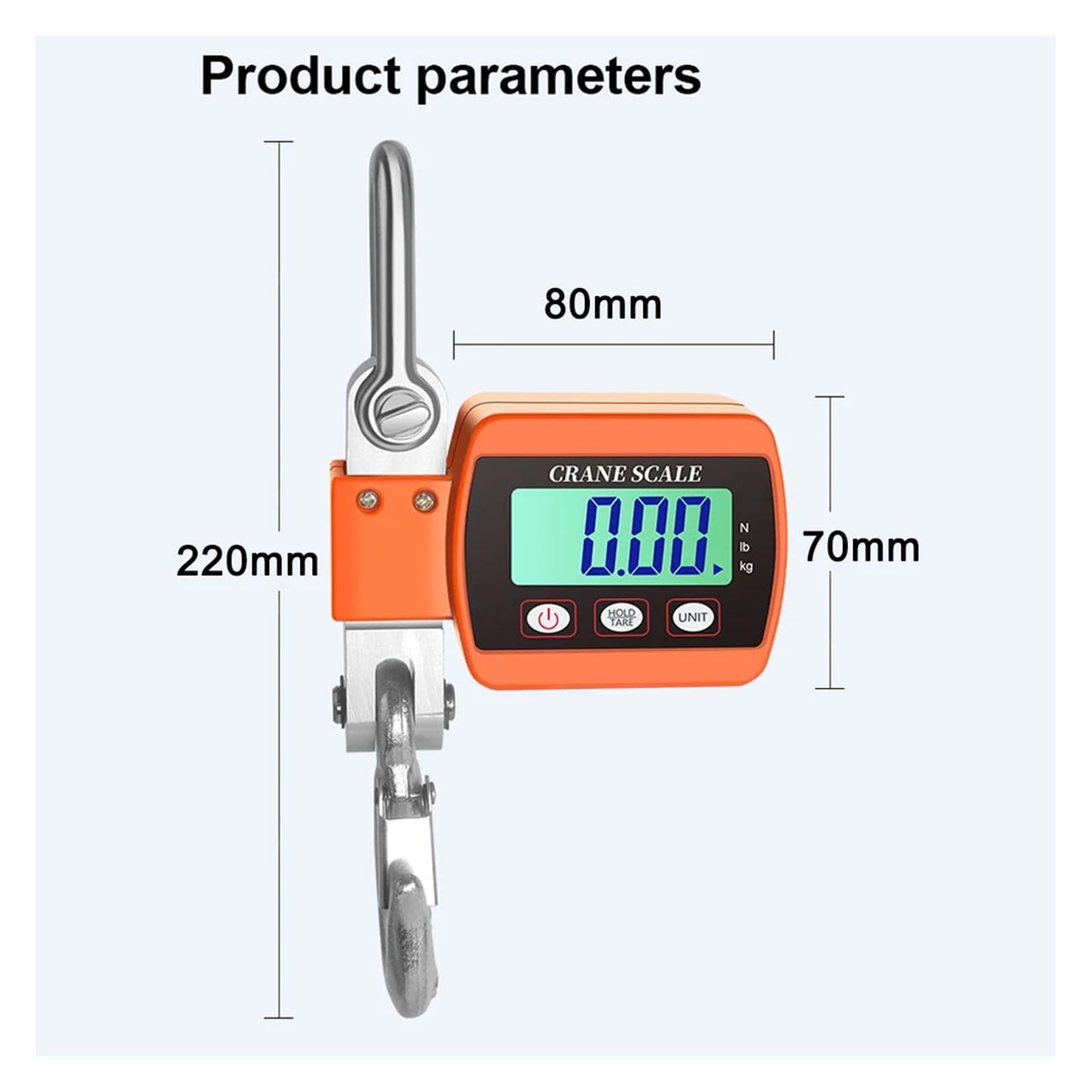 Balanza Digital LCD De 0,05 A 500 Kg, Balanza Electrónica Industrial Portátil De Alta Resistencia con Gancho para Colgar, Herramienta De Pesaje para Garaje Y Granja.,Orange