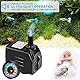 8W 600L/H Mini Wasserpumpe, 12 LED Aquariumpumpe Teichpumpe Springbrunnenpumpe Klein Tauchpumpen mit 2 Düse, Regelbare Minipumpe Garten Tauchpumpen für Brunnen, Steingarten, Teiche, Aquarium