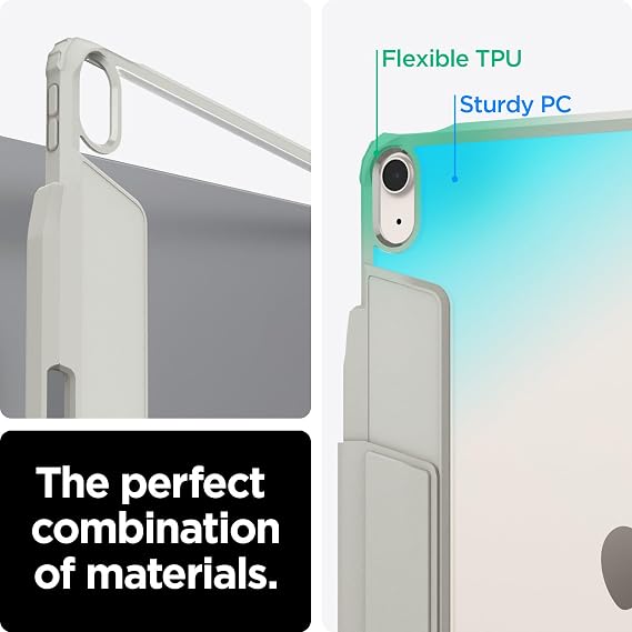 Spigen iPad Air 13 (M4 2026 / M3 2025 / M2 2024) ile Uyumlu Kılıf Air Skin Pro Manyetik Stand özellikli Sararmaya Dayanıklı Gri Kapak - ACS07677 (Spigen TR Garantili) | Şık Tasarım, Manyetik Kapak, Şeffaf Arka Taraf, Kalem Tutucu, Üç Katlı Stand (2026/25/24) - Gri
