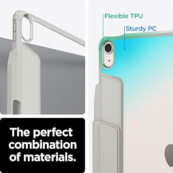 Spigen iPad Air 13 (M4 2026 / M3 2025 / M2 2024) ile Uyumlu Kılıf Air Skin Pro Manyetik Stand özellikli Sararmaya Dayanıklı Gri Kapak - ACS07677 (Spigen TR Garantili) | Şık Tasarım, Manyetik Kapak, Şeffaf Arka Taraf, Kalem Tutucu, Üç Katlı Stand (2026/25/24) - Gri