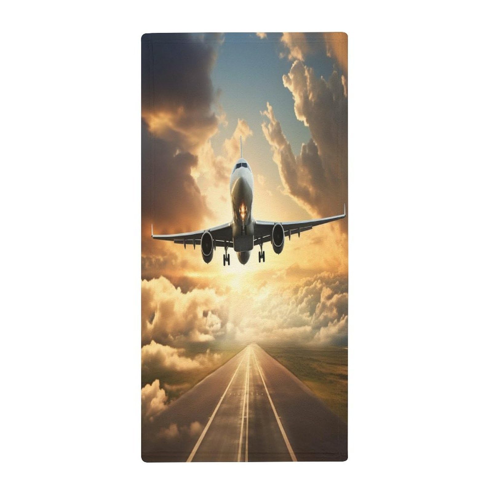 VstaDank Airplane Hand Towels Ultra Soft Printed Towels Classic Coral Velvet Kitchen Hand Towel Highly Absorbent Hotel Spa Towel Collection for Bathroom Workout 13.8 X 28.7 in
