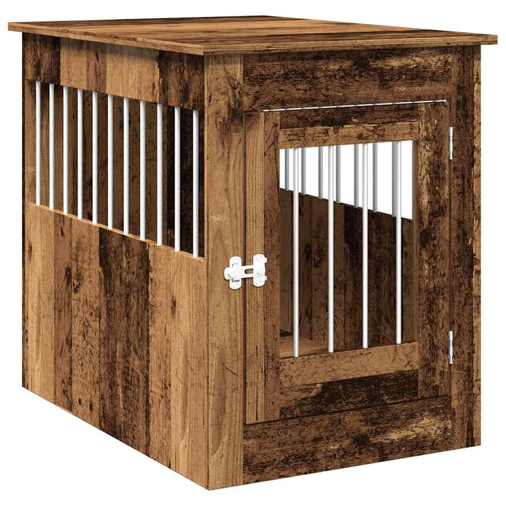 vidaXL Jaula para Perros Madera de ingeniería Madera Vieja 55x80x68 cm, caseta para Perros, Refugio para Perros, Jaula para Mascotas, Perrera