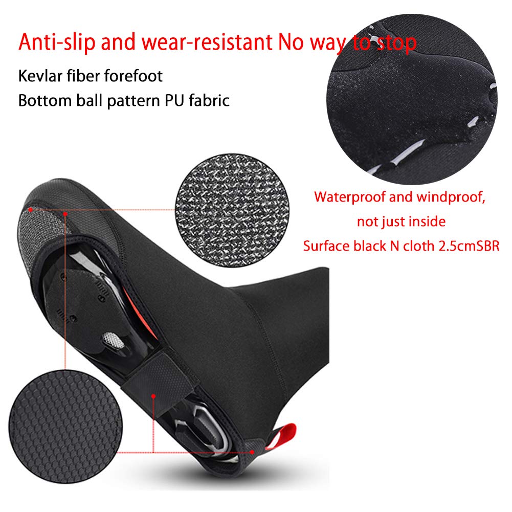 Cubrezapatillas de Ciclismo Impermeables, Cubrezapatillas de Ciclismo Cubrezapatillas térmicas para Ciclismo Polaina de Ciclismo, Cuero PU, Cubrezapatillas Reflectantes de Seguridad