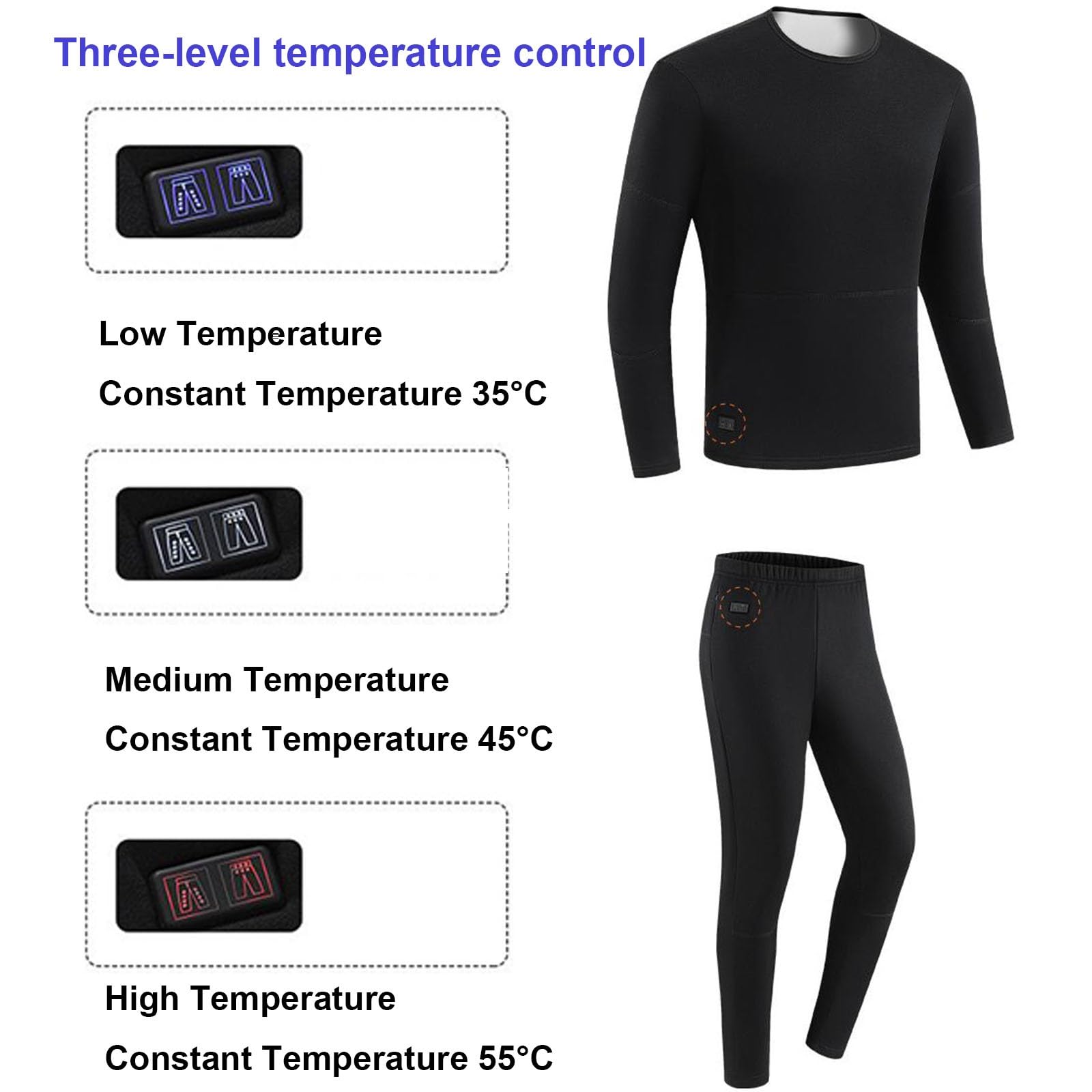 Completo Intimo Termico Riscaldante Intelligente a 30 Zone per Uomo e Donna, Moto Abbigliamento Fleece Termica Camicia Pantaloni, Senza Batteria