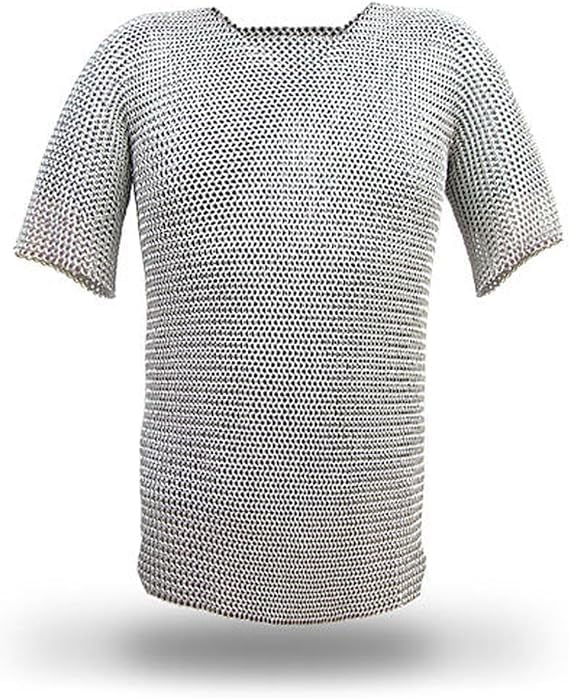 Miniatura 3 de Medieval Warrior Haubergeon Butted Chain Mail Replica Armor Shirt Silver