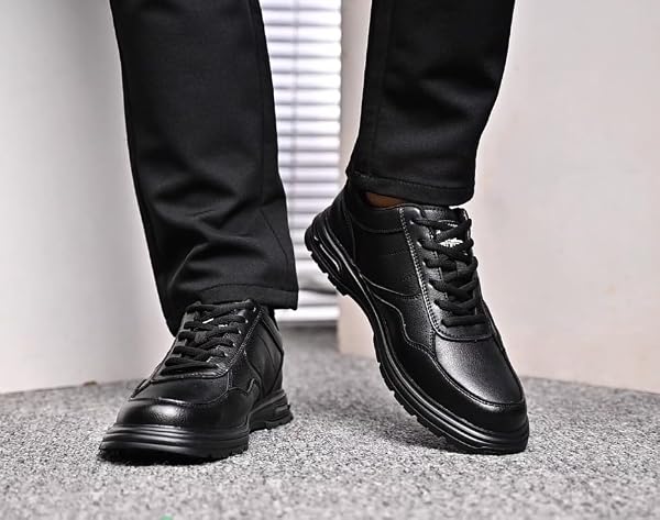 DINGGU Non Slip Work Shoes for Men Waterproof Mens Slip Resistant Shoes，Comfortable Food Service Kitchen Restaurant Chef Anti Slip Sneakers Black 10 by DINGGU - Used condition - Image 2