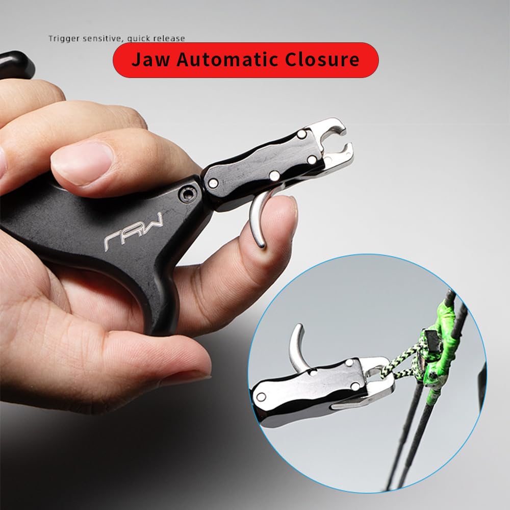 4 Finger Archery Thumb Release, Aluminum Clamp Compound Bow Release Aids