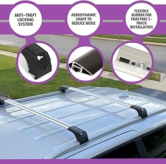 ERKUL Roof Rack Cross Bars for Volvo XC60 2018-2025 | Aluminum Crossbars with Anti Theft Lock for Rooftop | Compatible with Flush Rails - Silver