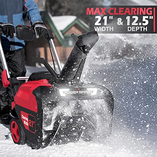 PowerSmart Snow Blower 80V 6.0Ah Battery Powered Snow Blower, 21