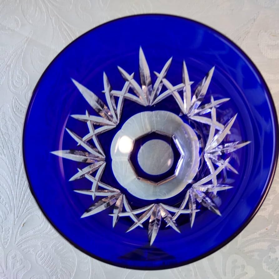 藍切子フラワースタンド1個　藍色切子ガラス小皿5個　美品 Yahoo!オークション -「藍色切子」(工芸ガラス) (ガラス)の落札