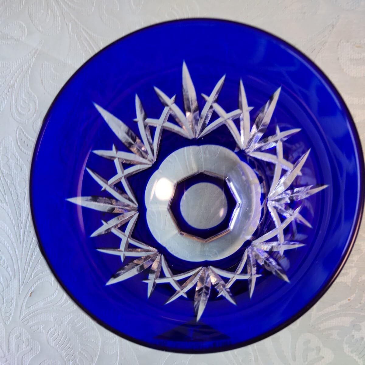 被せガラス切子 藍色 小鉢 5客揃 カメイガラス