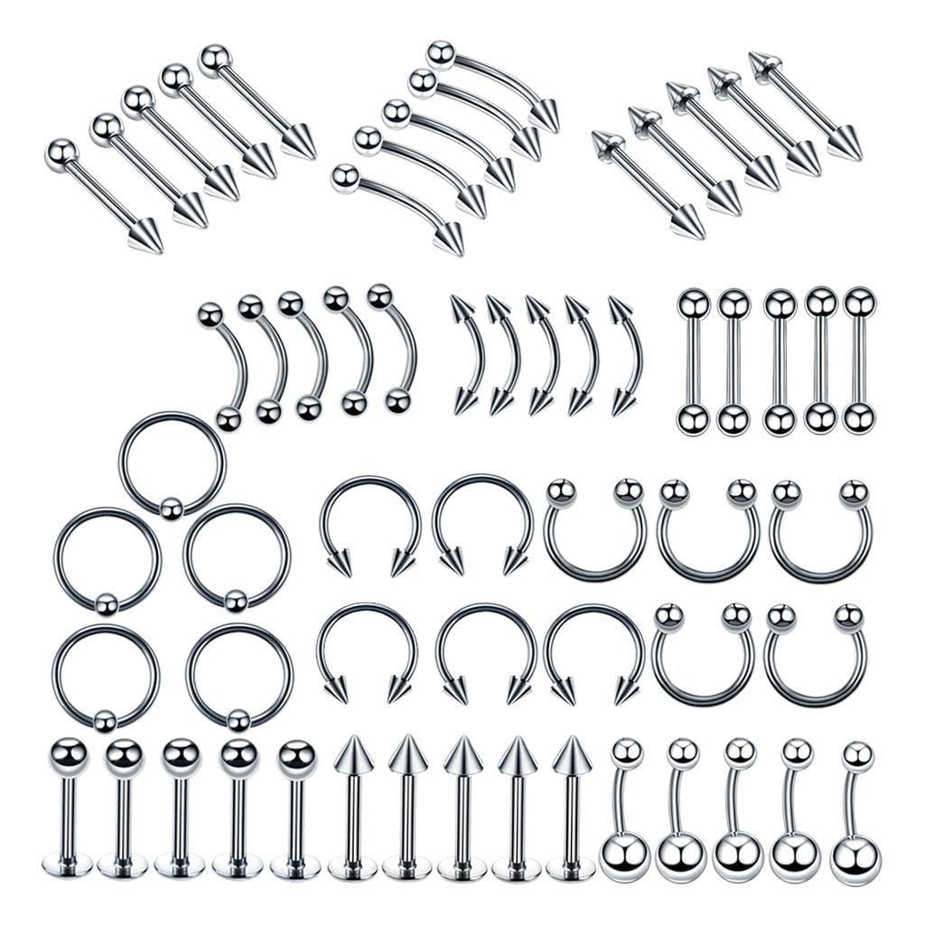 Amagogo Joyería Corporal Piercing con Aros para Nariz Anillos de Ombligo Barras de Lengua y Pendientes de en Acero Inoxidable Adecuado para Mujeres
