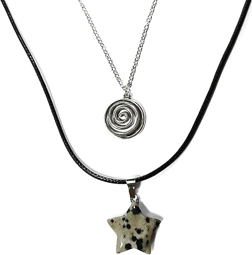 Caiyao Eboy Egirl - Juego de collar punk Indie Stuff natural con forma de estrella, gargantilla gótica Y2K con colgante de remolino, collar para