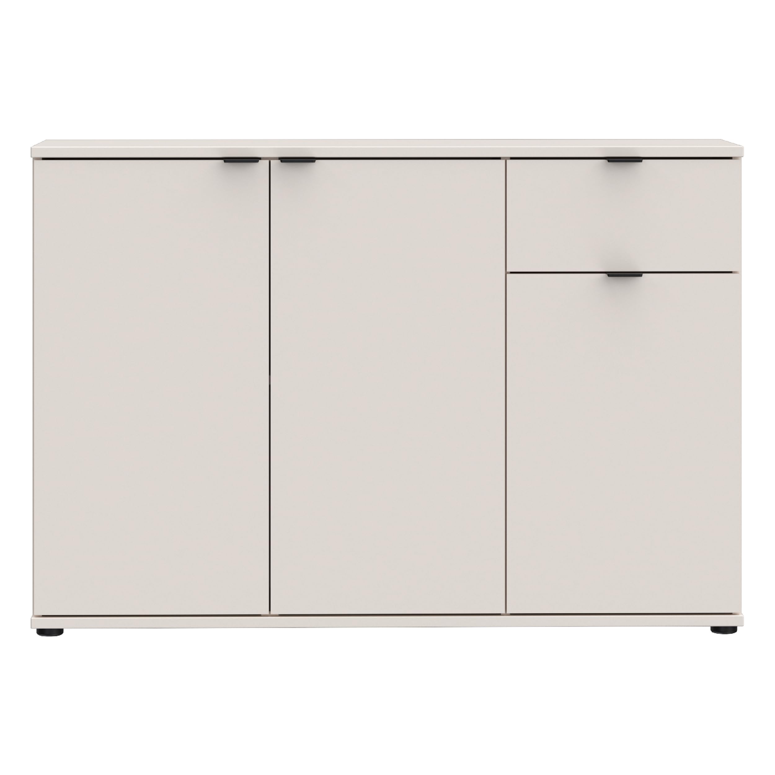 Forte Ganymede Sideboard 120, minimalistische Kommode, 3-türig, 1 Schublade, Holzwerkstoff, Wohn-/Schlafzimmer, Kaschmir Beige, 119,8 cm breit x 82,3 cm hoch x 34,1 cm tief